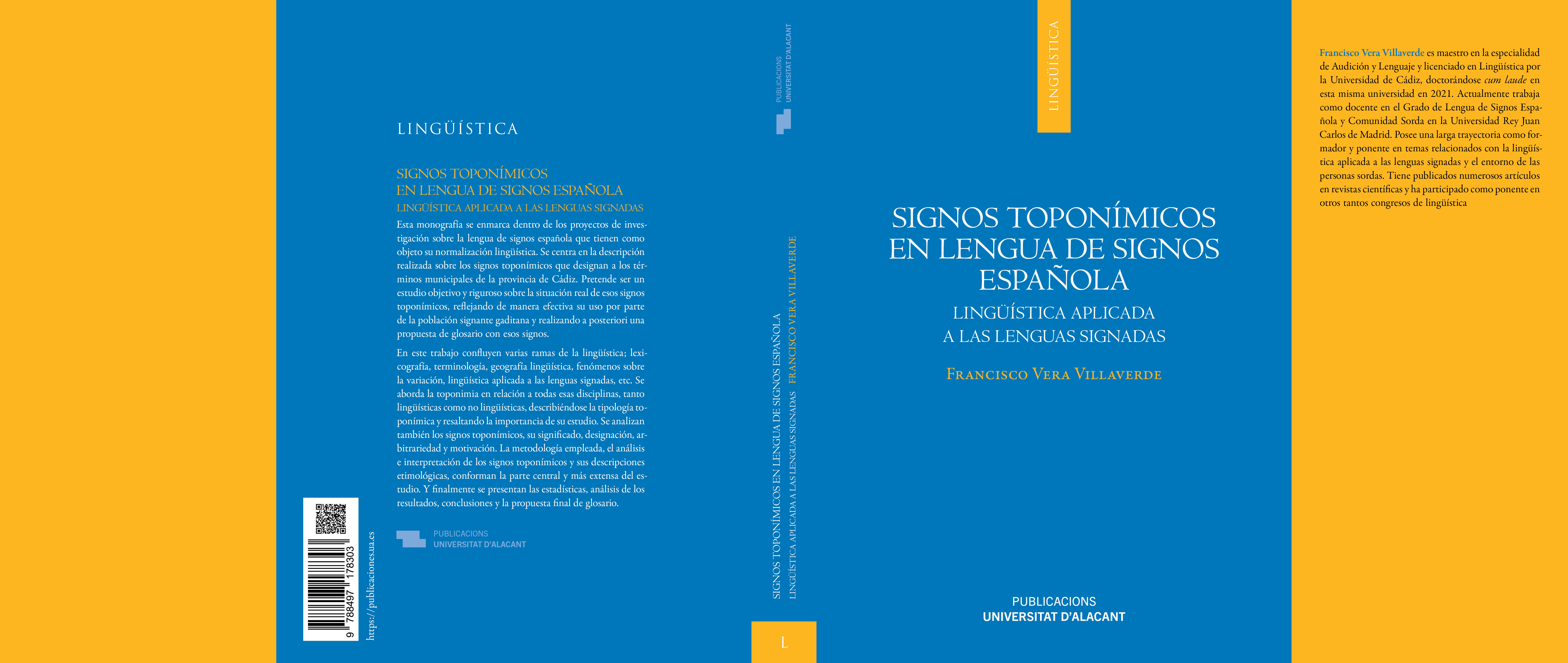Portada y contraportada de la monografía Signos toponímicos en LSE